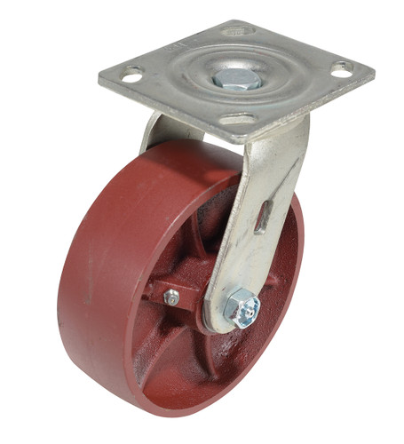 Vestil Cast Iron/Steel Swivel Caster - 6 In. Diameter x 2 In. Width 1250 lb - Red