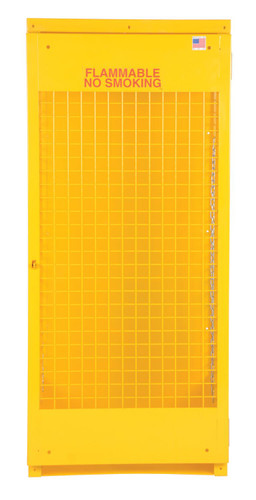 Vestil Steel Knockdown Vertical Cylinder Cabinet - 32 In. x 30 In. x 68-1/4 In. 5-10 Cylinder - Yellow