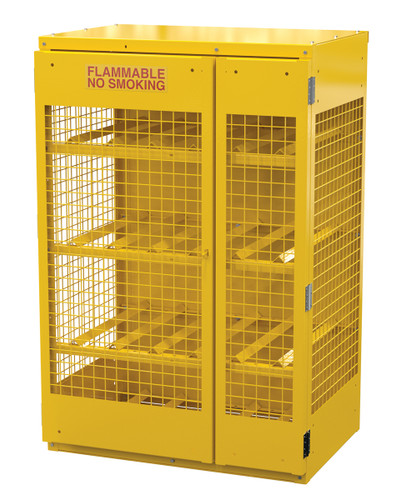 Vestil Steel Knockdown Horizontal Cylinder Cabinet - 32 In. x 45 In. x 68-1/4 In. 12 Cylinder - Yellow
