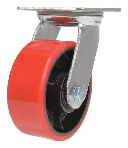 Vestil Polyurethane Swivel Caster - 5 In. Diameter x 2 In. Width 990 lb - Red/Black