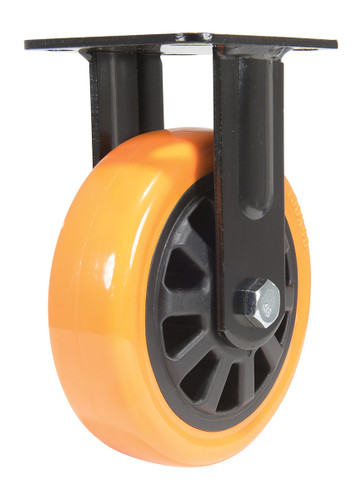 Vestil Polyurethane Rigid Caster - 6 In. Diameter x 2 In. Width 836 lb - Orange/Black