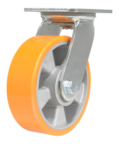 Vestil Polyurethane Swivel Caster - 6 In. Diameter x 2 In. Width 1212 lb - Orange/Silver