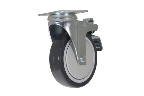 Vestil Polyurethane Swivel With Total Brake Caster - 5 In. Diameter x 1 In. Width 330 lb Dark Gray/Light - Gray
