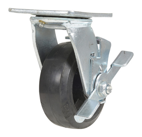 Vestil Rubber Swivel With Brake Caster - 5 In. Diameter x 2 In. Width 495 lb Dark - Black
