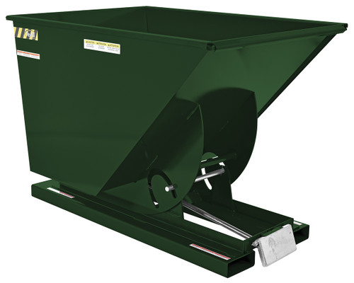 Vestil Steel Heavy Duty Self Dumping Hopper - 1 Cubic Yard 6000 lb - Hunter Green