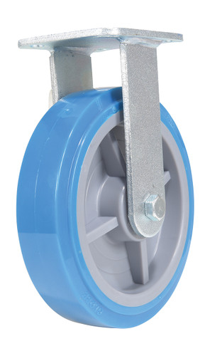 Vestil Polyurethane Rigid Caster - 8 In. Diameter x 2 In. Width 925 lb Light - Blue/Gray