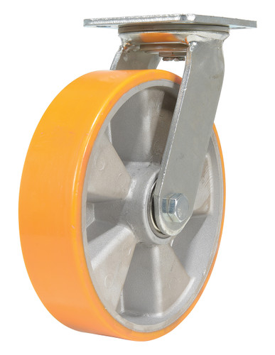 Vestil Polyurethane Swivel Caster - 8 In. Diameter x 2 In. Width 1543 lb - Orange/Silver