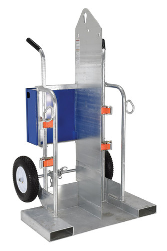 Vestil Galvanized Welding Cylinder Torch Cart with Foam Filled Wheels - 34-3/8 In. x 40-1/4 In. x 66-3/8 In. 500 lb - Silver