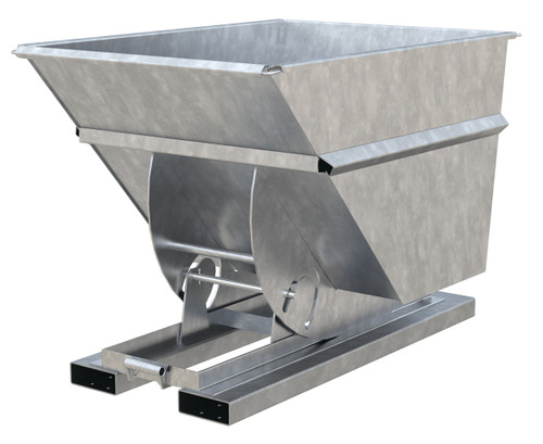 Vestil Steel Heavy Duty No Bump and Dump Hopper - 1 Cubic Yard 6000 lb - Galvanized