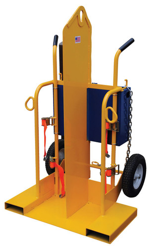 Vestil Steel Fire Proof Welding Torch Cart with Foam Filled Wheels - 34-3/8 In. x 40-1/4 In. x 66-3/8 In. 500 lb - Yellow
