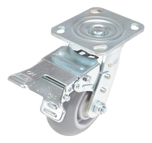 Vestil Thermoplastic Rubber Swivel With Total Brake Caster - 5 In. Diameter x 2 In. Width 551 lb Light - Gray
