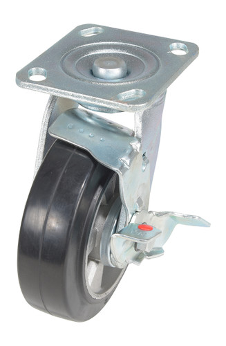 Vestil Rubber Swivel With Brake Caster - 6 In. Diameter x 2 In. Width 771 lb - Black/Gray