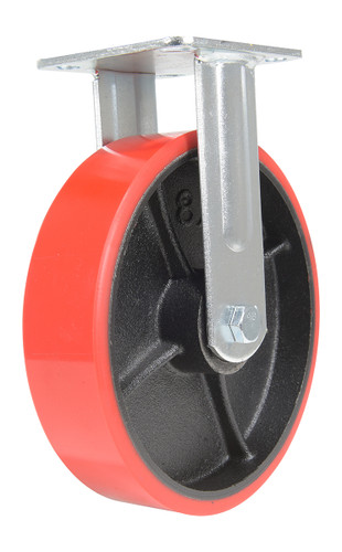 Vestil Polyurethane Rigid Caster - 8 In. Diameter x 2 In. Width 1474 lb - Red/Black