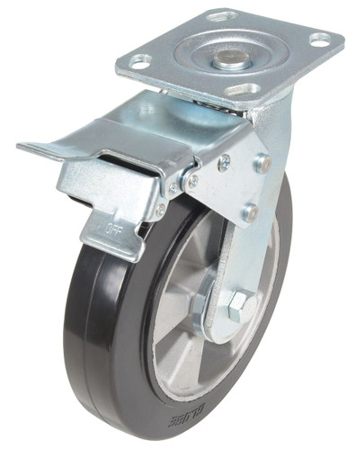 Vestil Rubber Swivel With Total Brake Caster - 8 In. Diameter x 2 In. Width 881 lb - Black/Gold