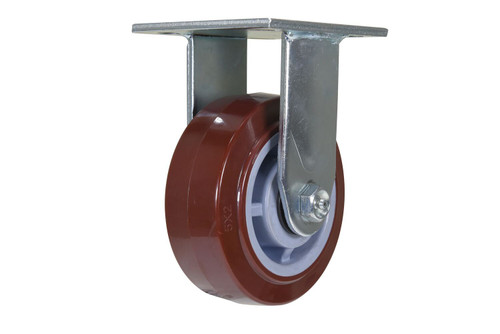 Vestil Polyurethane Rigid Caster - 5 In. Diameter x 2 In. Width 600 lb - Maroon/Gray