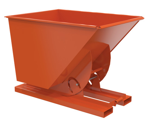 Vestil Steel Heavy Duty No Bump and Dump Hopper - 1 Cubic Yard 6000 lb - Orange