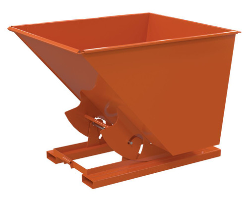 Vestil Steel Heavy Duty No Bump and Dump Hopper - 2 Cubic Yard 6000 lb - Orange