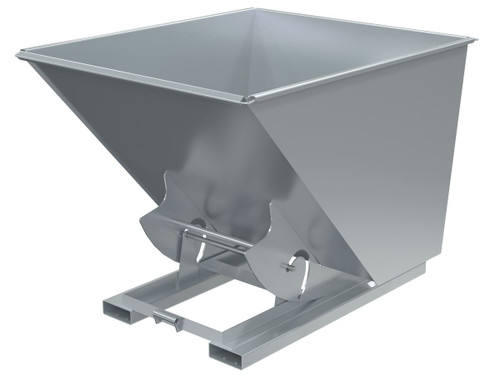 Vestil Steel Heavy Duty No Bump and Dump Hopper - 2 Cubic Yard 6000 lb - Silver
