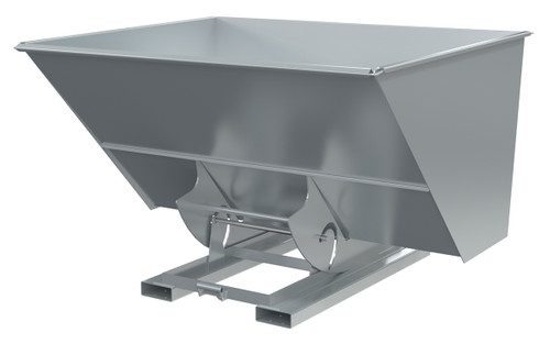 Vestil Steel Medium Duty No Bump and Dump Hopper - 3 Cubic Yard 4000 lb - Silver
