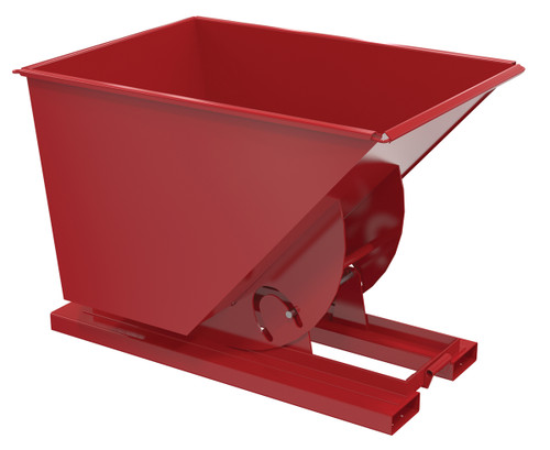 Vestil Steel Heavy Duty No Bump and Dump Hopper - 1 Cubic Yard 6000 lb - Soda Red