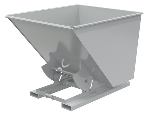 Vestil Steel Light Duty No Bump and Dump Hopper - 2 Cubic Yard 2000 lb - Machine Gray