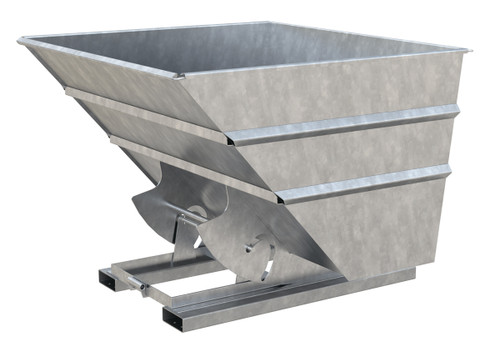 Vestil Steel Heavy Duty No Bump and Dump Hopper - 2-1/2 Cubic Yard 6000 lb - Galvanized