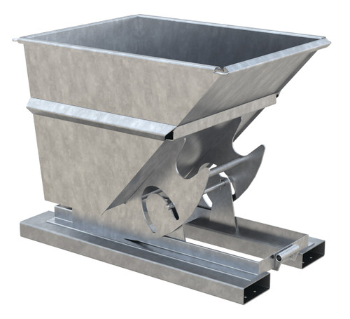 Vestil Steel Heavy Duty No Bump and Dump Hopper - 1/2 Cubic Yard 6000 lb - Galvanized