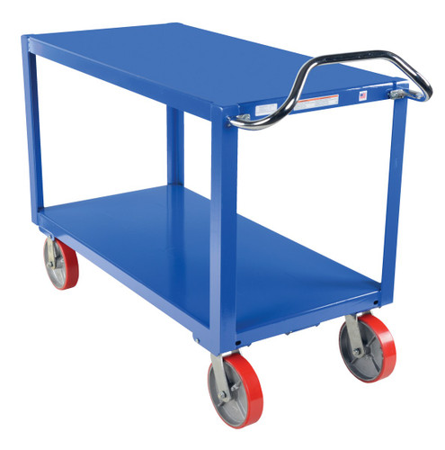 Vestil Steel - 24 In. x 48 In. Platform Ergo Handle Cart with Poly Casters 3600 lb - Blue