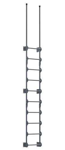 Vestil Steel Walk Through Dock Ladder - 10 Step 300 lb - Gray Semi Gloss