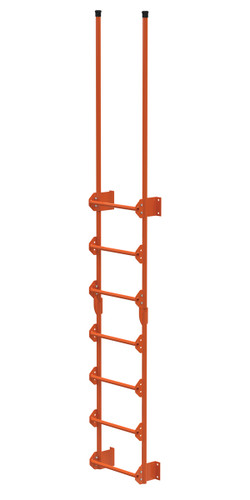 Vestil Steel Walk Through Dock Ladder - 7 Step 300 lb - Orange