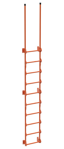 Vestil Steel Walk Through Dock Ladder - 10 Step 300 lb - Orange