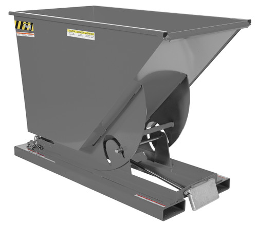 Vestil Steel Light Duty Self Dumping Hopper - 3/4 Cubic Yard 2000 lb - Battleship Gray