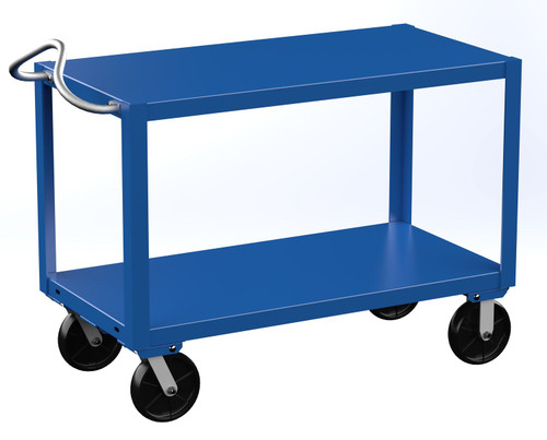 Vestil Steel - 24 In. x 48 In. Platform Heavy Duty Ergo Handle Cart with GFN Casters 4000 lb - Blue