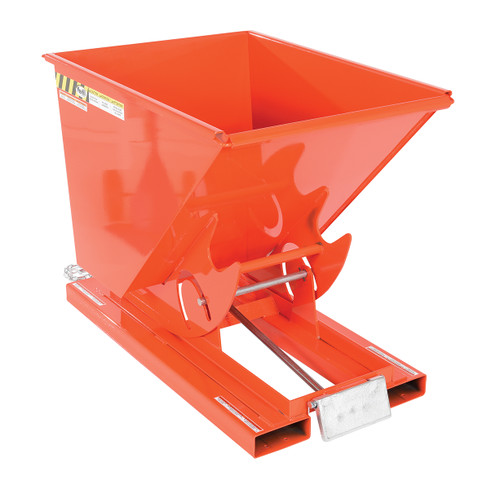 Vestil Steel Heavy Duty Self Dumping Hopper - 1/2 Cubic Yard 6000 lb - Orange