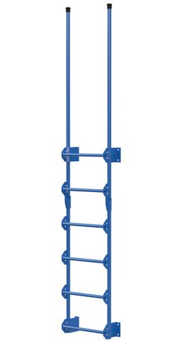 Vestil Steel Walk Through Dock Ladder - 6 Step 300 lb - Blue