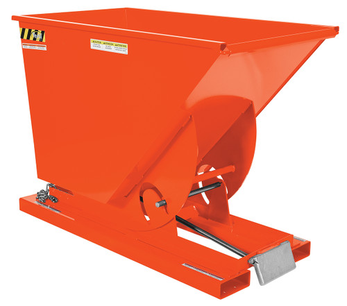 Vestil Steel Heavy Duty Self Dumping Hopper - 3/4 Cubic Yard 6000 lb - Orange