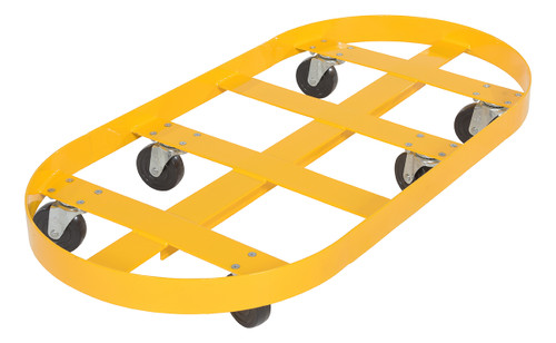 Vestil Steel Double Drum Dolly with Hard Rubber Casters - 45 In. x 45 In. x 39 In. Two 55 Gallon 2000 lb - Yellow