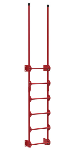 Vestil Steel Walk Through Dock Ladder - 6 Step 300 lb - Red