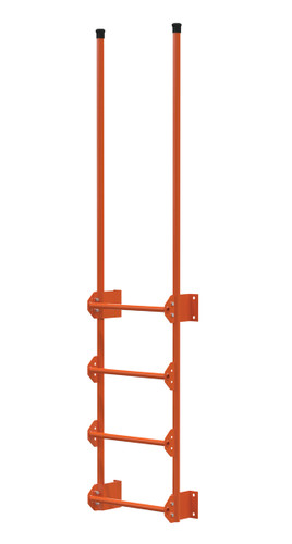 Vestil Steel Walk Through Dock Ladder - 4 Step 300 lb - Orange