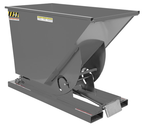 Vestil Steel Heavy Duty Self Dumping Hopper - 3/4 Cubic Yard 6000 lb - Battleship Gray