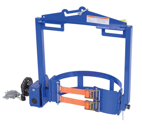 Vestil Steel Hoist Mounted Drum Carrier/Rotator - 55 Gallon 2000 lb - Blue