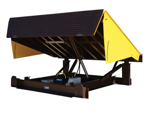 Vestil Steel Electric Hydraulic Dock Leveler - 86 In. W x 110 In. L x 24 In. D Pit Dimensions, 20000 lb - Brown/Yellow