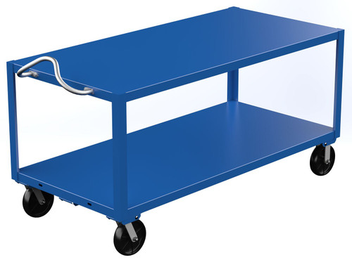 Vestil Steel - 34 In. x 72 In. Platform Heavy Duty Ergo Handle Cart with GFN Casters 4000 lb - Blue