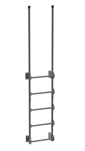 Vestil Steel Walk Through Dock Ladder - 5 Step 300 lb - Gray Semi Gloss