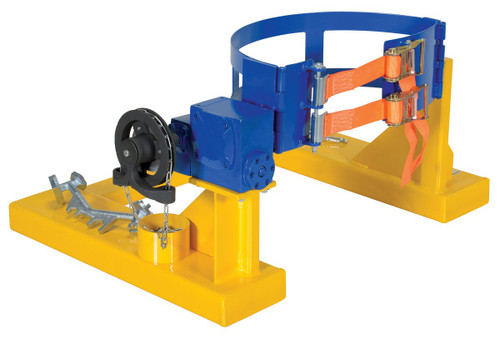 Vestil Steel Fork Truck Drum Carrier/Rotator For Steel Drums - 55 Gallon 2000 lb - Yellow