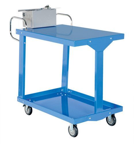 Vestil Steel Easy Access Stock Truck with Work Table - 24 In. x 36 In. Deck 1200 lb - Blue