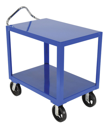 Vestil Steel - 24 In. x 36 In. Platform Ergo Handle Cart with Mold-On-Rubber Casters 2400 lb - Blue