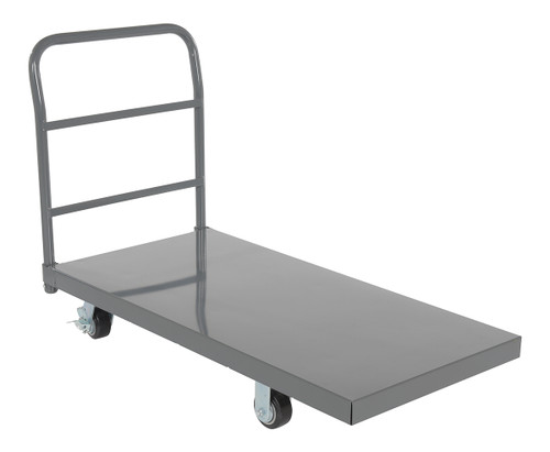 Vestil Steel Smooth Deck Platform Truck with - 4 In. x 2 In. Mold On Rubber Casters 2000 lb - Gray