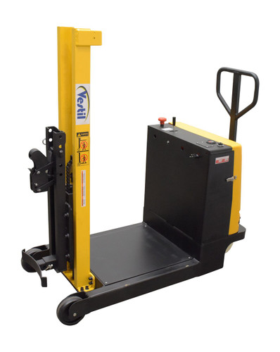 Vestil Steel Manual Drive Powered Lift Counter Balanced Drum Stacker - 12V 52 In. x 26 In. x 58 In. 700 lb - Yellow