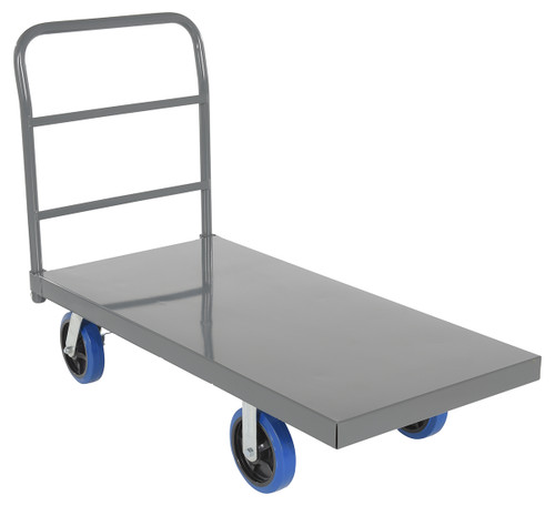 Vestil Steel Smooth Deck Platform Truck with - 8 In. x 2 In. Elastic Rubber Casters 45 In. x 45 In. x 39 In. 2500 lb Gray / - Blue